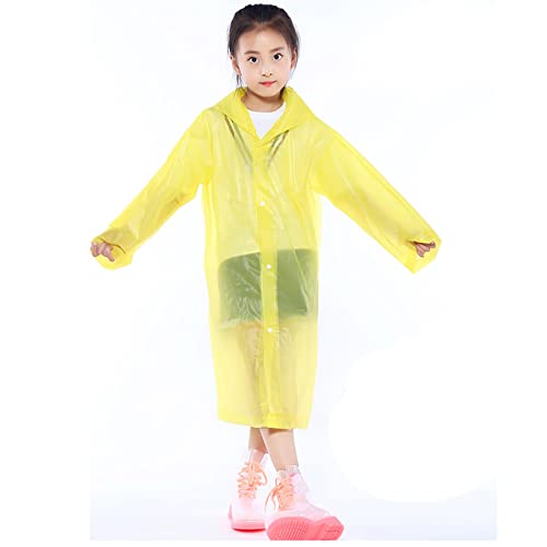 Kids Toddler Rain Poncho with Hood Reusable Water-Proof Raincoat Baby Boys Girls (A3-Yellow, 6-12 Years) 6