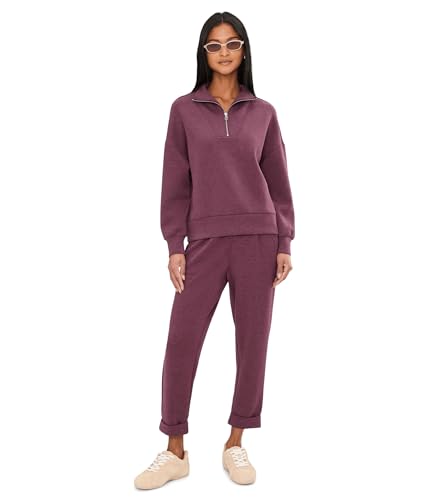 Image of Varley, Women's, Hawley 1 /2 Zip Sweat, Sassafras Marl, XX-Small