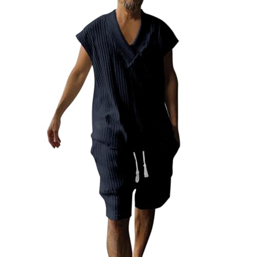 Survêtement homme ensemble 2 pièces gilet d'été léger col en V de loisirs