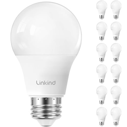 Linkind-US Linkind A19 Dimmable LED Light Bulbs, 60W Equivalent, Energy Efficient 9W, 2700K Soft White, 800 Lumens, E26 Standard Base, Lighting for Bedroom Living Room Home Office, 12 Packs