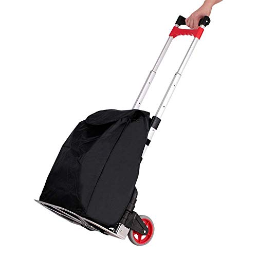 Einkaufstrolley aus Aluminiumlegierung, zusammenklappbar, mit 2 Rädern, für Zuhause, leichter Einkaufstrolley (Farbe…