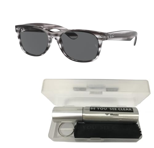 Ray-Ban RB2132 Sunglasses Bundle: RB 2132 NEW WAYFARER 6430B1 New Wayfarer Striped Grey Hava and Eyewear Cleaning Kit2