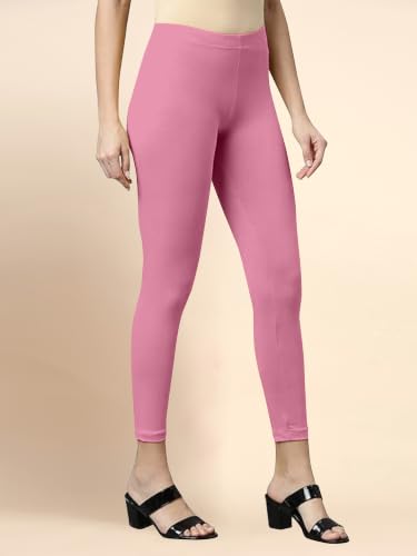 Image of TRENDMALLS Women's Microfiber Elastane Stretch Soft Cropped Leggings with Ultrasoft Waistband for Women