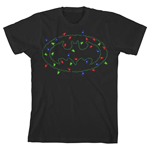 Batman Christmas Lights Logo Black T-Shirt Toddler Boy to Youth Boy