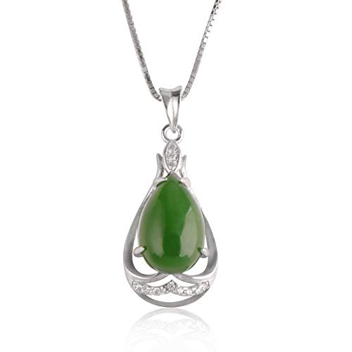 Collier jade véritable or pendentif larme bijoux femme pierre naturelle