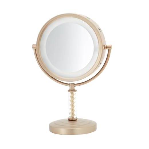 Jerdon HL856BC 8-Inch Halo Lighted Vanity Mirror with 6x Magnification, Brushed Brass Finish