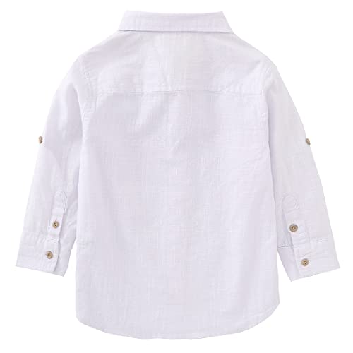Image of MOMOLAND Little Big Boys Long Sleeve Woven Cotton Button Down Linen Design Shirt Solid Printed