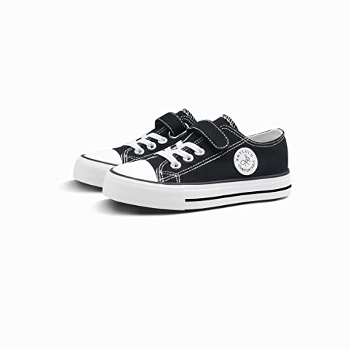 Antlulu Boys And Girls Canvas Kid Shoes Adjustable Design Fashion Casual Sneakers (1 Little Kid, Black) #TOP1