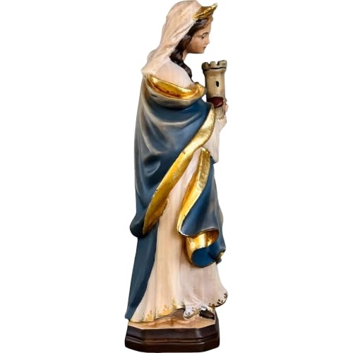Sainte Barbara sculptée en bois pour décoration de crèche chic