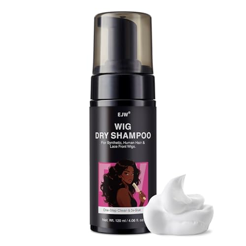 EJW Wig Dry Shampoo – Waterless Cleaner for Lace Front, Breaks Down Adhesive Residue, Controls Odor, No-Rinse Conditioning Care for Human & Synthetic Hair, 4.06 fl oz