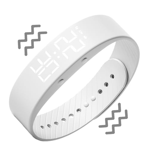ceaqed Reloj despertador de silicona resistente al agua, moderno y delgado, reloj de pulsera con vibración para mujer, hombre, ancianos, adolescentes, estudiantes, viajeros, dormitorio, dormitorio