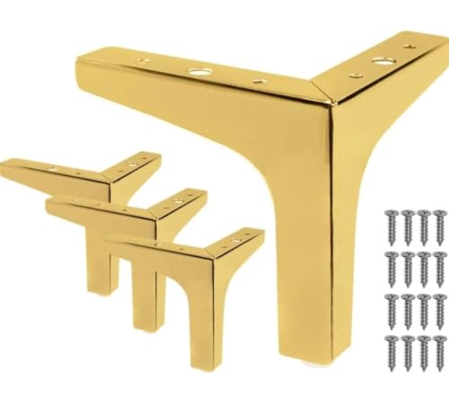Image of Aakash Decor Sofa Legs 6 Inches (Set of 4) - Gold Finish Metal Heavy Duty Furniture Leg for Home, Office Sofa Paya | Rustproof T- Shape Sofa Leg with Weight Capacity 300 Kg