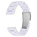 C2D JOY Compatible with Garmin vivoactive 4s Thin Light Resin Strap With Stainless Steel Buckle Replacement Bands - 18mm White