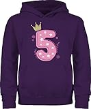 5. Geburtstag - Fünfter Mädchen Krone Sterne - 116 (5/6 Jahre) - Lila - Pullover mädchen 5. Geburtstag - JH001K JH001J Just Hoods Kids Hoodie - Hoodie Kinder Pullover für Mädchen und Jungen
