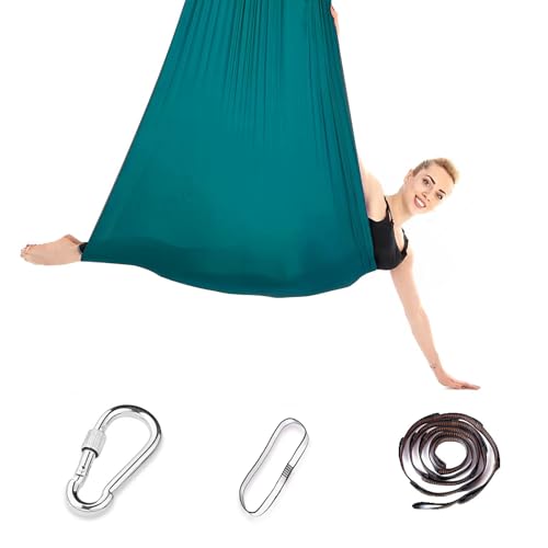 iPalamila Aerial Yoga Hängematte Set, Aerial Yoga Swing Air Fliegen, Nestschaukel, Yoga-Schaukel Hammock Swing 200 Kg Max. Tragfähigkeit Mit Beschläge, Anti-Gravity-Übungen(Grün,150x280CM) (1) (Grün)