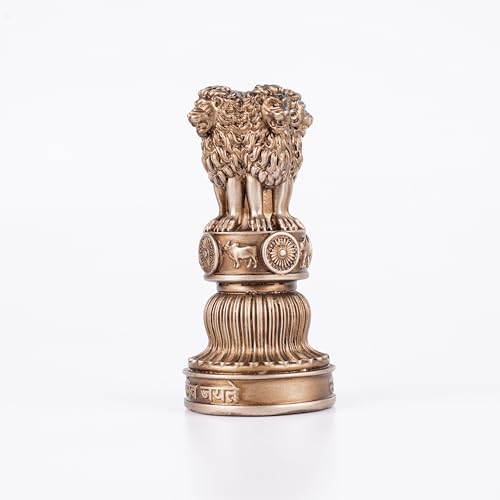 Image of Artarium Handcrafted Ashoka Ashok Pillar Idol Pillar Statue Showpiece for Car Dashboard Home Office Decor Table Showpiece Corporate Gifting (4 Inch, Bronze)