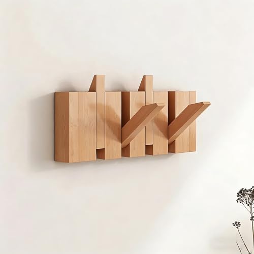 Solid Wood Wall Mounted Coat Rack, Modern Decorative Wall Hooks