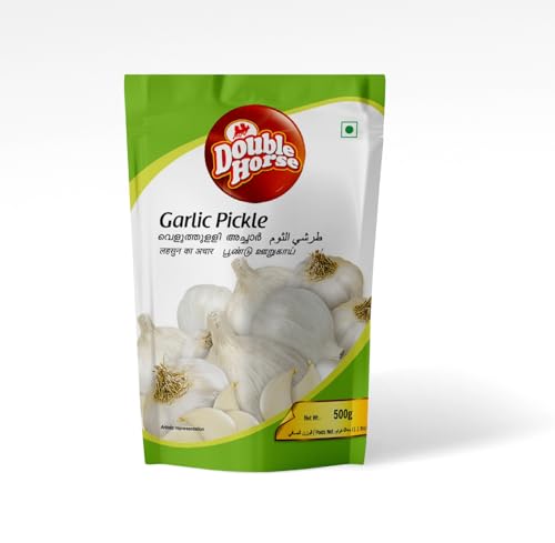 Image of Double Horse Authentic Kerala Style Garlic Pickle (500 g)| Lahsun ka Achaar |Velthulli Achaar| Organic | Poondu Oorugai |Export Quality|Spicy & Tangy | Home Made