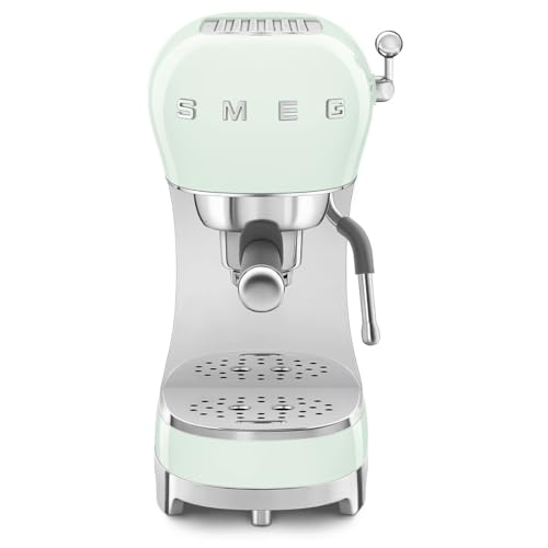 Image of Smeg Coffee Machine, Original Italian Brand, Patented Pastel Green, Authentic Italian Barista Style Coffee Maker for Home, Professional Steam Wand, Cappuccino, Flat White, Macchiato,ECF02PGEU