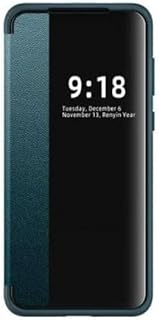 جديد من M7molge جراب سينسور سمارت فيو فليب وش و ظهر يعمل ولكن بتحميل برنامج خاص متوافق مع هاتف Oppo Realme 1O Pro Plus انيق نحيف قابل للطي ناعم - لون زيتي سيليكون