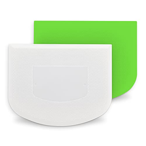 Ram-Pro White And Green Bowl Scraper Flexible Food Safe Plastic Scraper Chopper Multipurpose Good Grip Curved And Flat Edge Pizza And Dough Cutter For Kitchen Pack Of 2 #TOP20