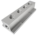 NACX Air Compressor Outlet, 4 Way 6 Port Pneumatic Manifold Air Distribution Block, G1/4-Inch Output Port, Aluminum Alloy