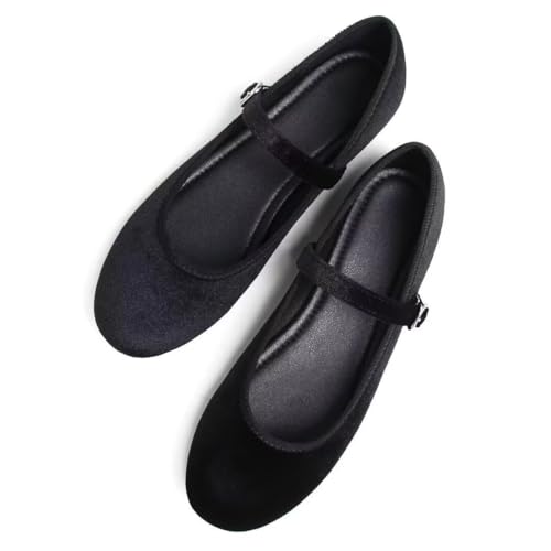 Image of TN TANGNEST Women's Velvet Flats Round Toe Ballet Shoes | Elegant Bowknot Flats Comfortable Casual Slip On Flats for Work