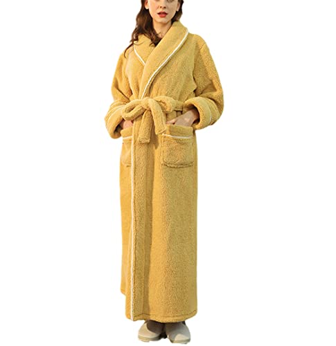 Peignoir d'hiver de luxe en velours de coton jaune taille M mixte