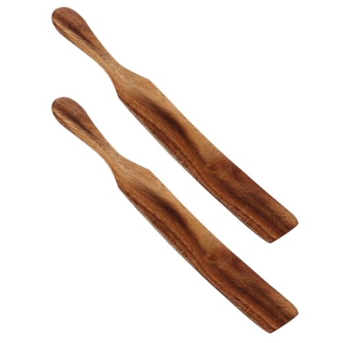 BESPORTBLE Spatules en Bois 2 Pièces, Spatule Plate en Bois sans Danger, Racloir à Beurre, Étaleur à Confiture, Ustensiles la Cuisine pour Tartineur de Fromage, Usage Quotidien et