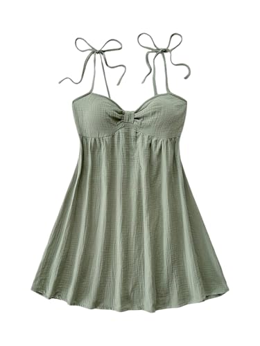 Image of SOLY HUX Women's Summer Cami Sun Dress A Line Tie Shoulder Y2k Cute Casual Short Mini Beach Babydoll Dresses