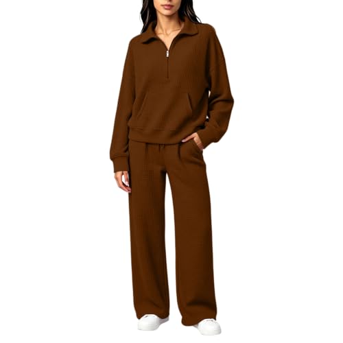 eoeioa Waffle Knit Lounge Set 2 Piece Women Going Out Airport Outfits 2026 - image 1