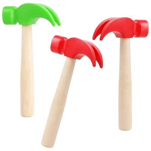 Lemicin 3 Pack Wooden Hammer Toy Hammer Simulation Wooden Hammers Small Educational Toys for Kids Toddlers Maintenance Tools Birthday Party Games Supplies