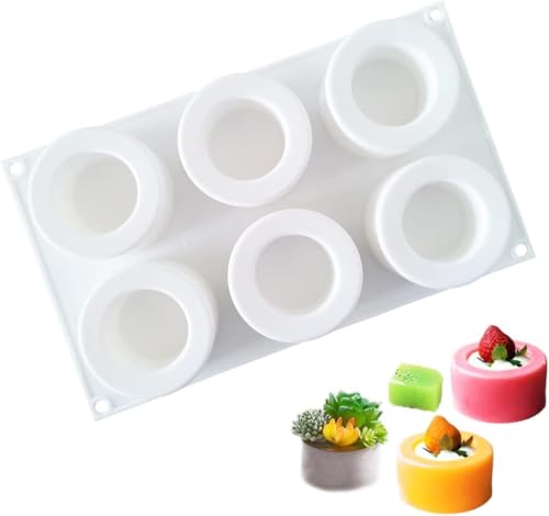 Image of 6 Cavity Round Cylinder Cup Shape Pudding Silicone Mould for Baking Chocolate Candy Mousse Cake Cupcake Muffin Gummy Jelly Ice Shot Candle Wax Soap Resin Flower Pot Mold