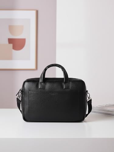 Image of Police Premium Laptop Briefcase for Men | Sleek Professional Office Bag | Spacious Laptop Compartment | Adjustable Shoulder Strap | Durable Business & Work Bag | Vegan Leather