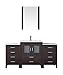 Virtu USA Dior 64 inch Single Sink Bathroom Vanity Set in Espresso w/Integrated Square Sink, Slim White Ceramic Countertop, Single Hole Polished Chrome, 1 Mirror - KS-70064-C-ES