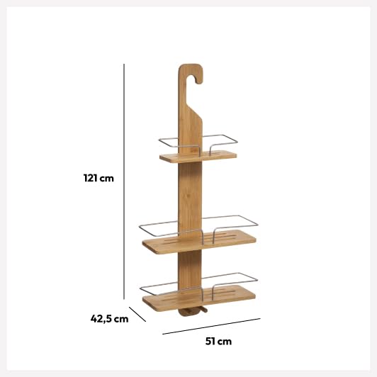 Serviteur de douche 3 niveaux en métal et bambou Five durable - 4