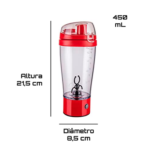 Euro Home MIX6552-VM - Mixer Shake à Pilha com Copo, Vermelho
