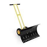 ガービー（Garvee）雪かき 雪かき機 雪かきスコップ スノーショベル スノーダンプ 除雪道具 大型タイヤ付き ハンドル付き 角度·高さ調節可能 腰負担軽減 家庭用 手押し式 双杆式（長さ74×幅35cm）