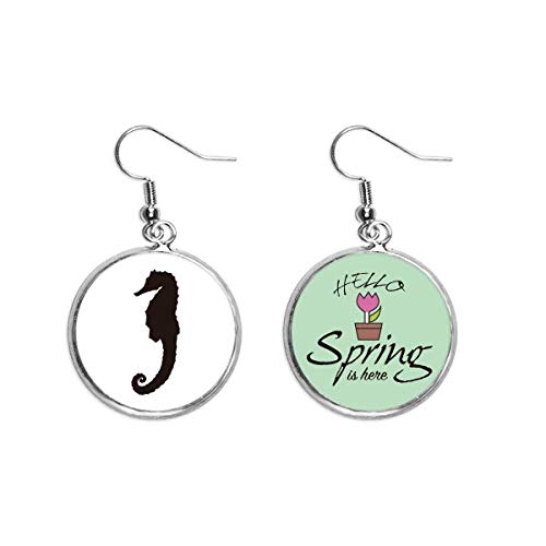 Pendientes de hipocampo negro joyas de primavera marina