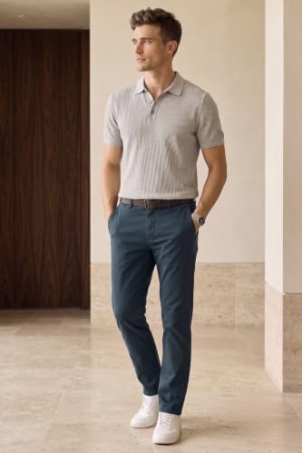 Image of Louis Philippe Men's Slim Fit Slant Pocket Made of Stretch Fabric Solid Casual Trouser