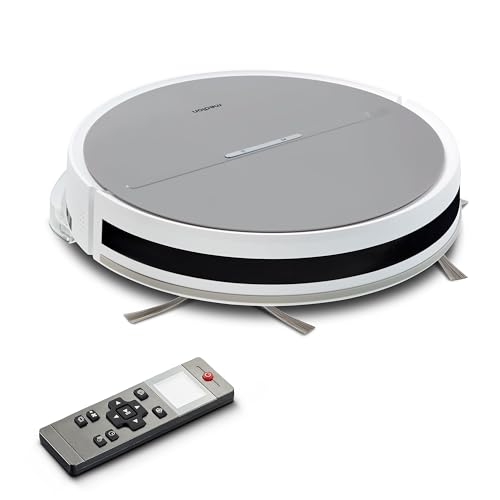 MEDION Robot aspirapolvere con navigazione sistematica E35 (potenza di aspirazione 2000Pa, navigazione giroscopica in linee S sistematiche, 2 spazzole laterali e sensore a muro)