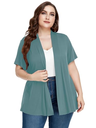 Image of LARACE Short Sleeve Cardigans for Womens Summer Tops Casual Plus Size Open Front Lightweight Cover Up