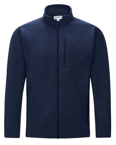 33,000ft Herren Fleecejacke Stehkragen Warm Jacke Männer Leichte Strickjacke Übergangsjacke Outdoor Sweatjacke für Wandern Laufen Freizeit Dunkelblau L