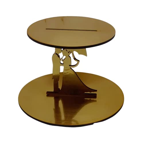 T H BAKEWARE Wooden Cake Spacer Couple with Umbrella Design Tier, Cake Spacer Separator Stands, for Couple with Umbrella Design Shape (Pack of 1) 1