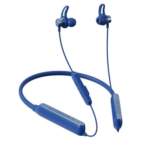 ZEBRONICS Jumbo With 160 H* Playback, ENC, Gaming Mode (Up To 50ms), Fast Charging 10min = 15H*, 1000mAh Built-in Battery, Dual Pairing, Voice Asst, BT V5.2, Bluetooth Wireless In Ear Neckband (Blue) For Rs. 699 @ 83 %