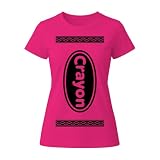 Crayon Costume Shirt for Women Funny Crayon Halloween Costume T-Shirt for Adults Easy DIY Group Matching Family Outfit Cute Party Tee Heliconia Pink