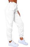 Waitfairy Sweatpants Women - Joggers for Women High Waist Baggy Sweat Pants for Womens Joggers with Pockets White XS