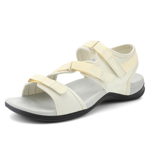Image of UBFEN Womens Hiking Water Sport Sandals with Arch Support | 3 Adjustable Straps, Cushioned Footbed, Non-Slip, Comfortable Walking for Athletic Outdoor Summer Beach