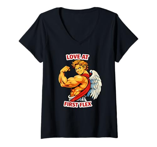 Mujer Divertido Gimnasio San Valentín Cupido Entrenamiento Halter Camiseta Cuello V