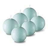 SPAAS Sky Blue Round Candles - 3' Rustic Ball Candles for Wedding Decoration, Celebrations, Holiday Candles, and Home Decor - Set of 6 Paraffin Sphere Candles